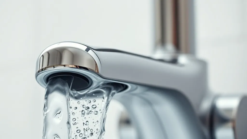 Macro shot of a modern chrome water faucet aerator with clea